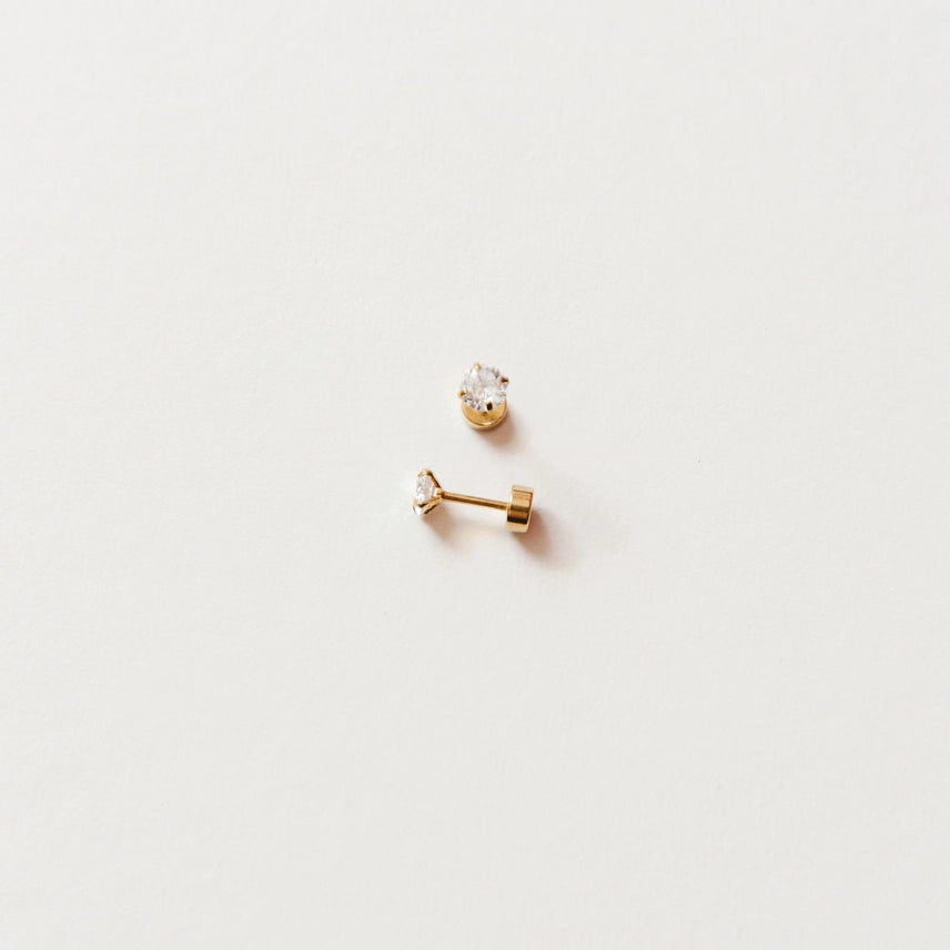 Diamond Stud Earrings Silver