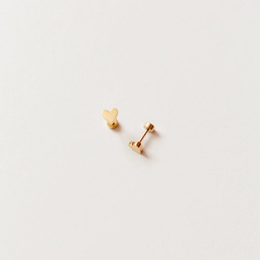 Heart Stud Earrings Gold