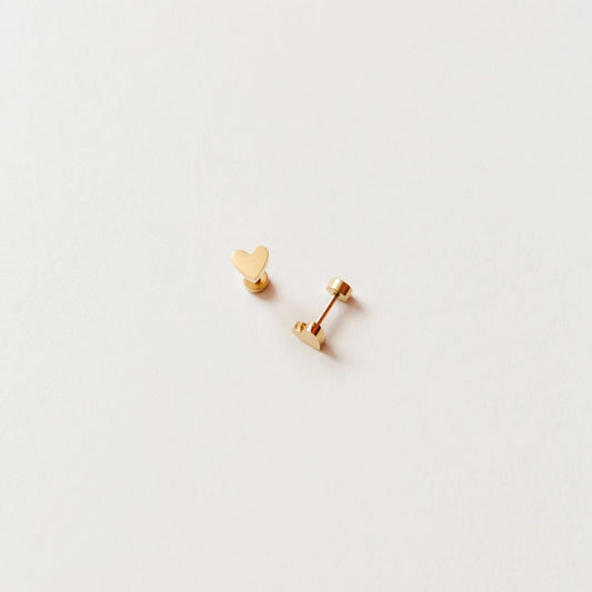 Heart Stud Earrings Gold