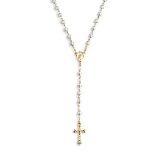 Mid Blue Rosary + Pouch