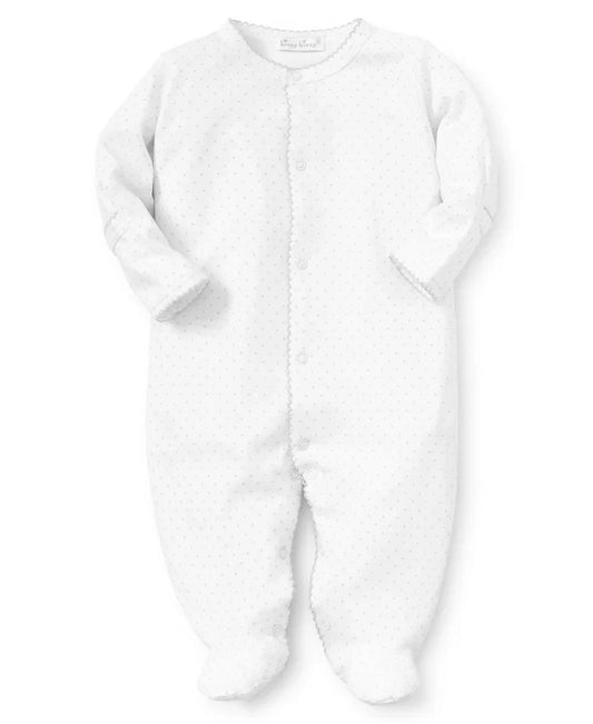 Kissy Dots Print Footie White/Silver
