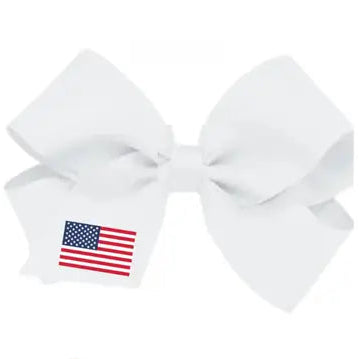 American Flag Hair Bow White