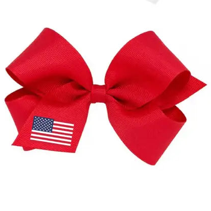 American Flag Hair Bow Red