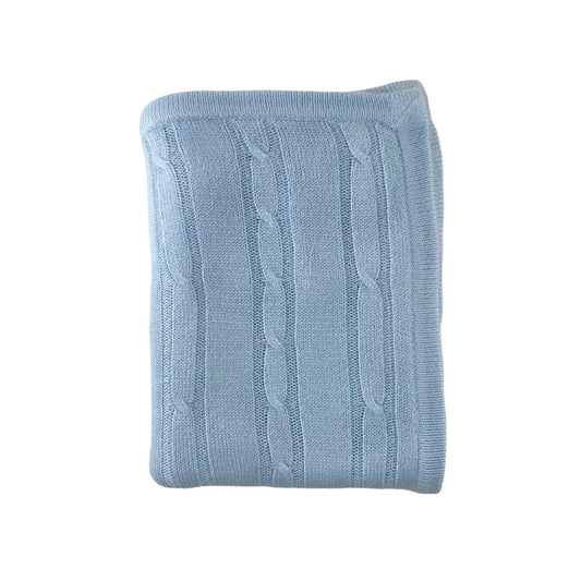 Blue Cashmere-Like Acrylic Cable Knit Blanket 30"x40"