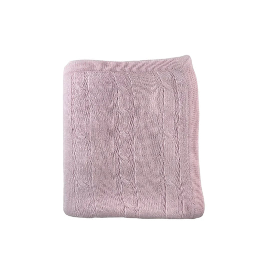 Pink Cashmere-Like Acrylic Cable Knit Blanket 30'x40"