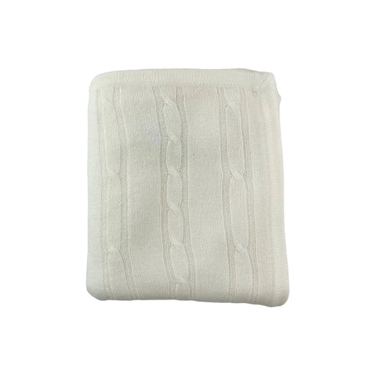 Ivory Cashmere-Like Acrylic Cable Knit Blanket 30"x40"