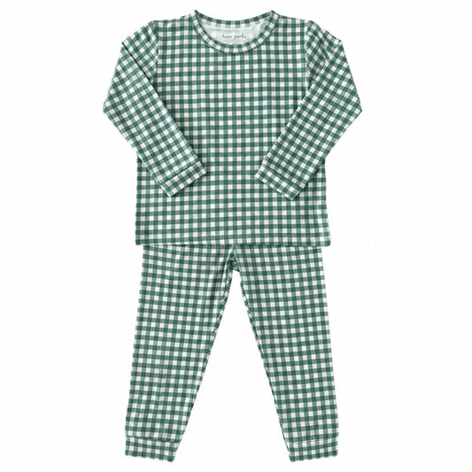 Micro Gingham Pine Toddler Pajama Set