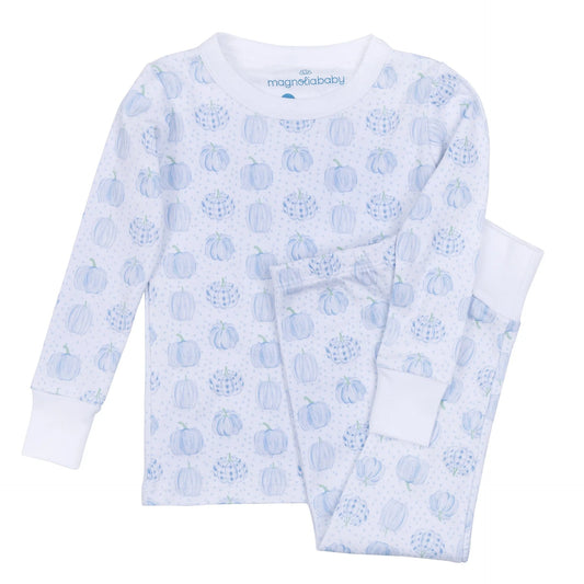 Precious Pumpkins Long Pajamas Light Blue