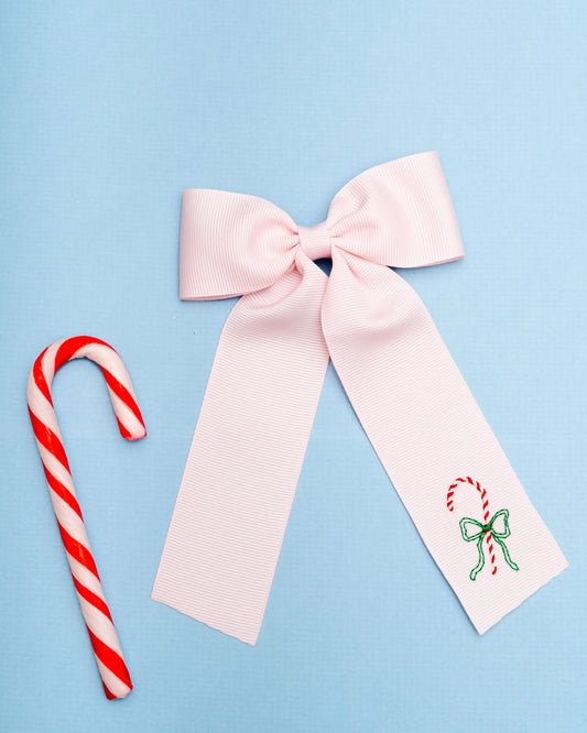 Candy Cane Bow Pale Pink