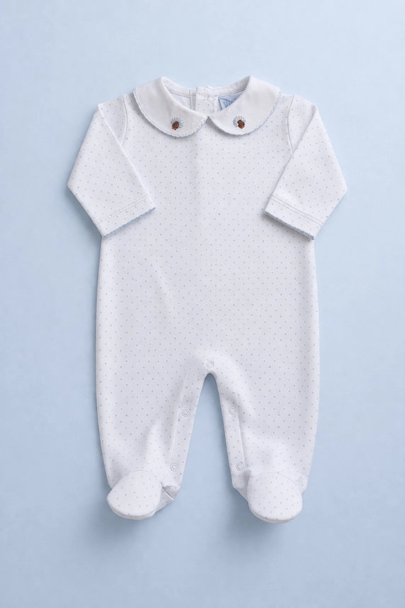 Turkey Time Sleeper & Playsuit White with Blue Picot