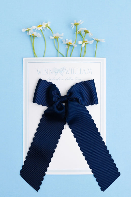 Scalloped Long-Tail Bow Navy