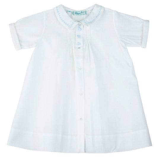 White Boys Train Embroidery Folded Daygown