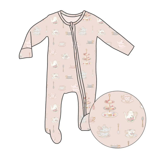 Tea Time Zippered Footie