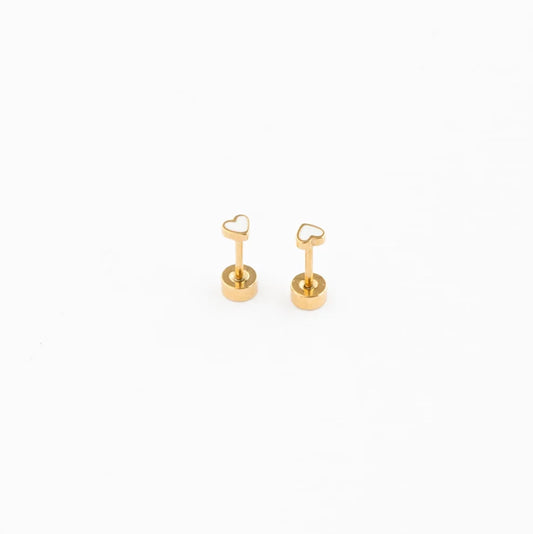 Mini Heart Stud Earrings Gold
