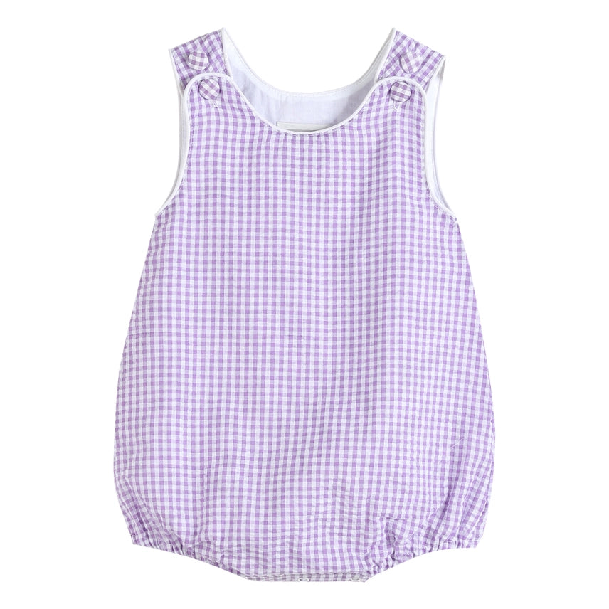 Classic Purple Gingham Baby Bubble Romper