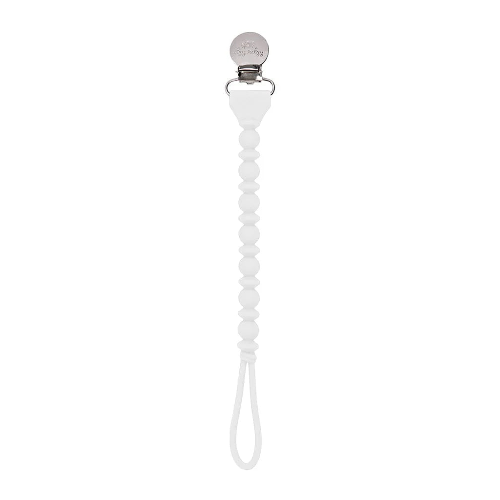 Sweetie Strap Silicone Pacifier Clip White Beaded