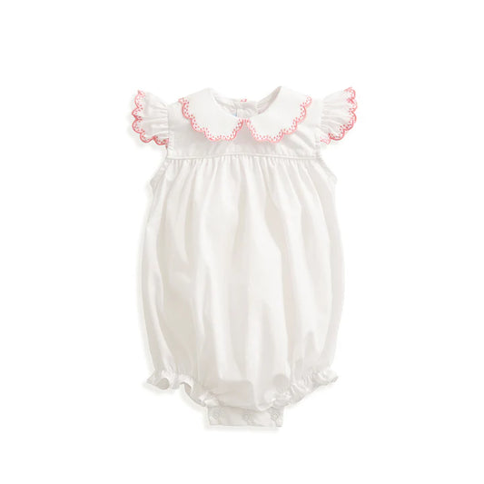 Rose Embroidered Bubble White