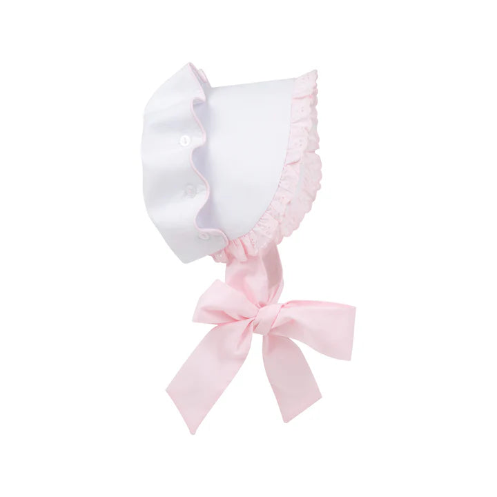 Bellefaire Bonnet Broadcloth/Eyelet Worth Ave White/Palm Beach Pink