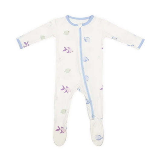 Blue Fish Zippered Footie