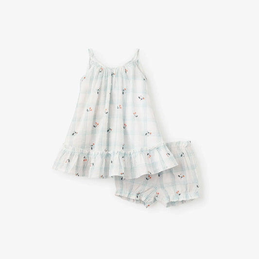 Strawberry Picnic Swiss Dot Dress & Bloomers
