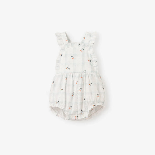 Strawberry Picnic Swiss Dot Bibbed Bubble
