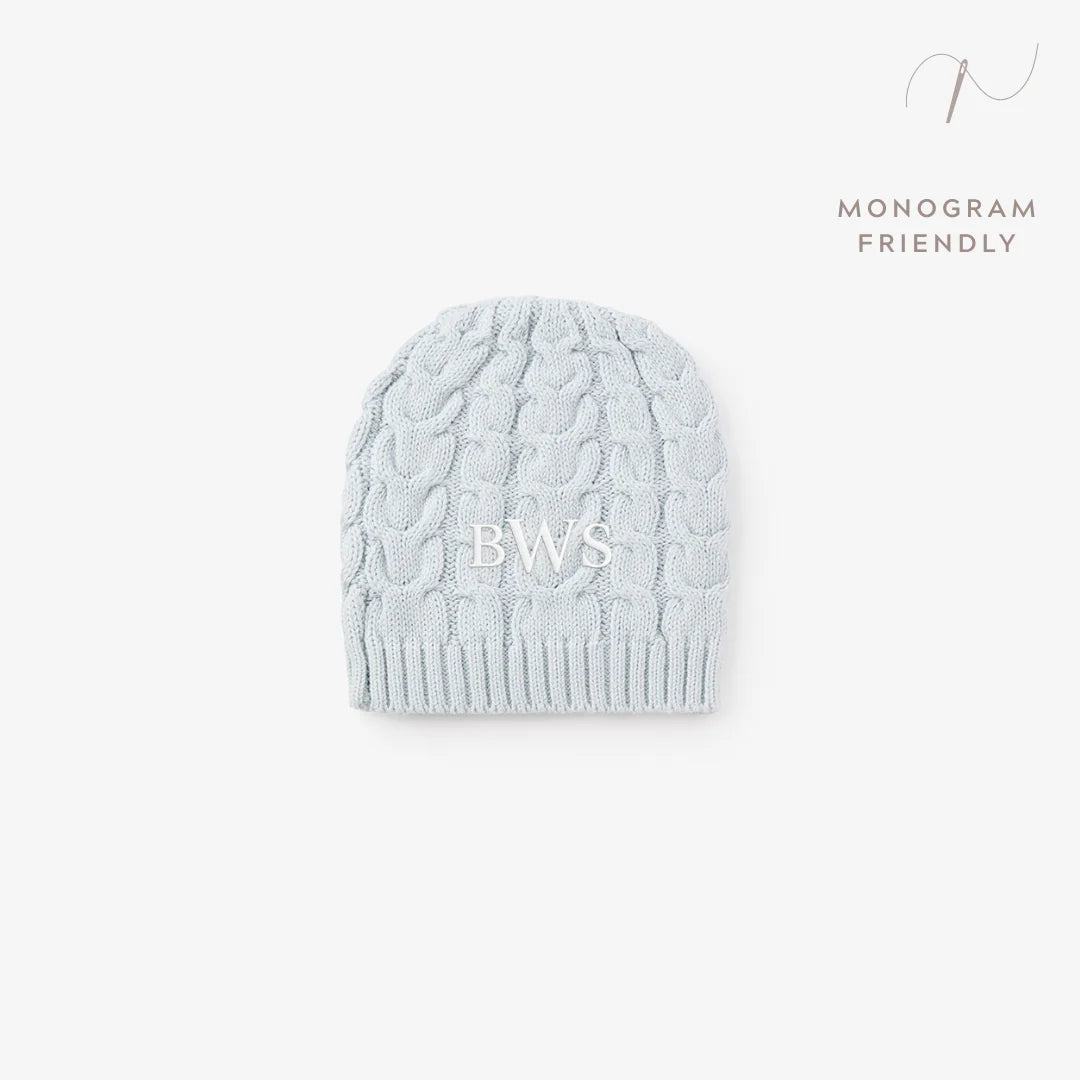 Pale Blue Horseshoe Cable Hat