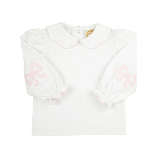 Emma's Elbow Patch Top Worth Ave White/Palm Beach Pink