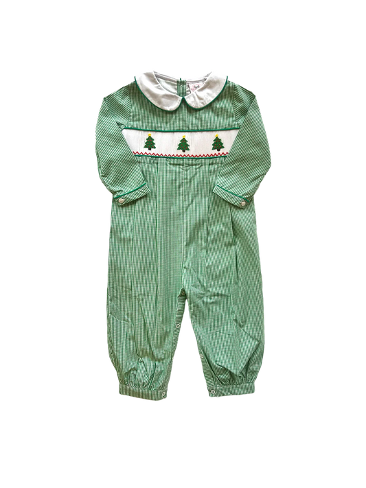 Holiday Trees Long Romper Boy