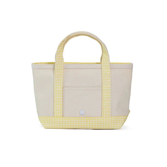Mini Tote Coated Canvas Natural with Gingham Buttercup Trim