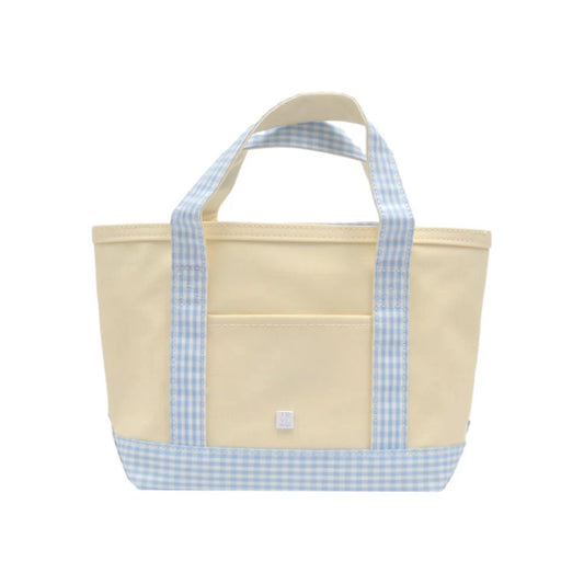 Mini Tote Coated Canvas Natural with Gingham Mist Trim