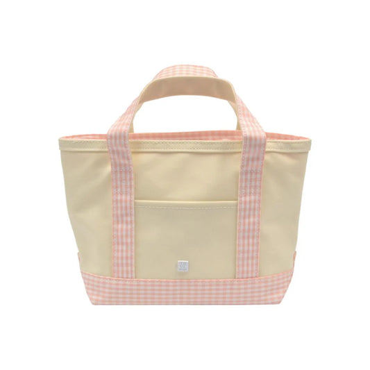 Mini Tote Coated Canvas Natural with Gingham Taffy Trim