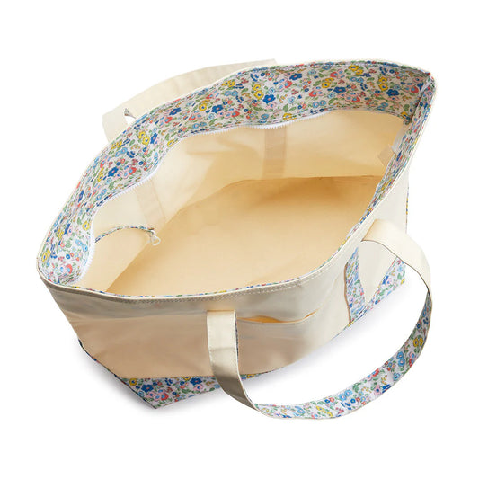 Maxi Tote Coated Canvas Large Natural with Hamptons Floral Trim