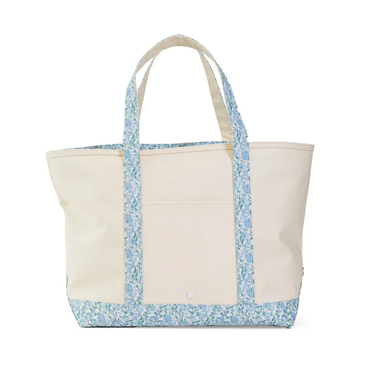 Maxi Tote Coated Canvas Large Natural with Hamptons Floral Trim