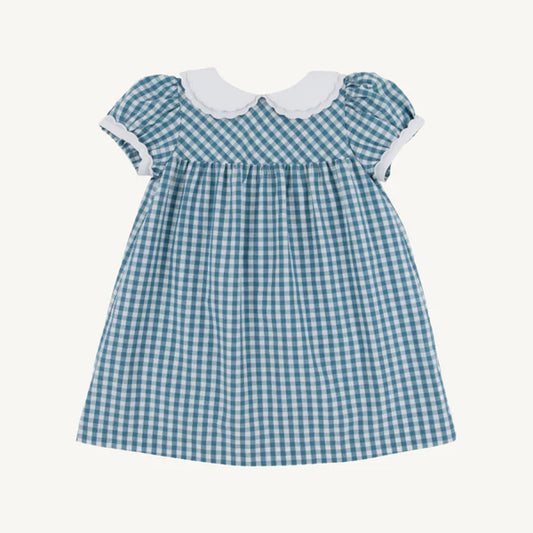 Holly Day Dress Woven Yarn Barnsley Blue Gingham/Worth Ave White