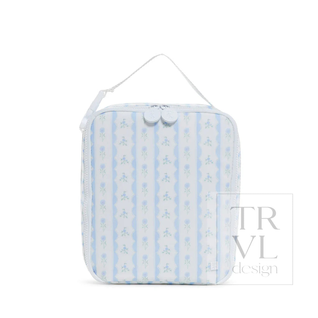 Lunch Box Insulated Lunch Bag Ribbon Floral Blue