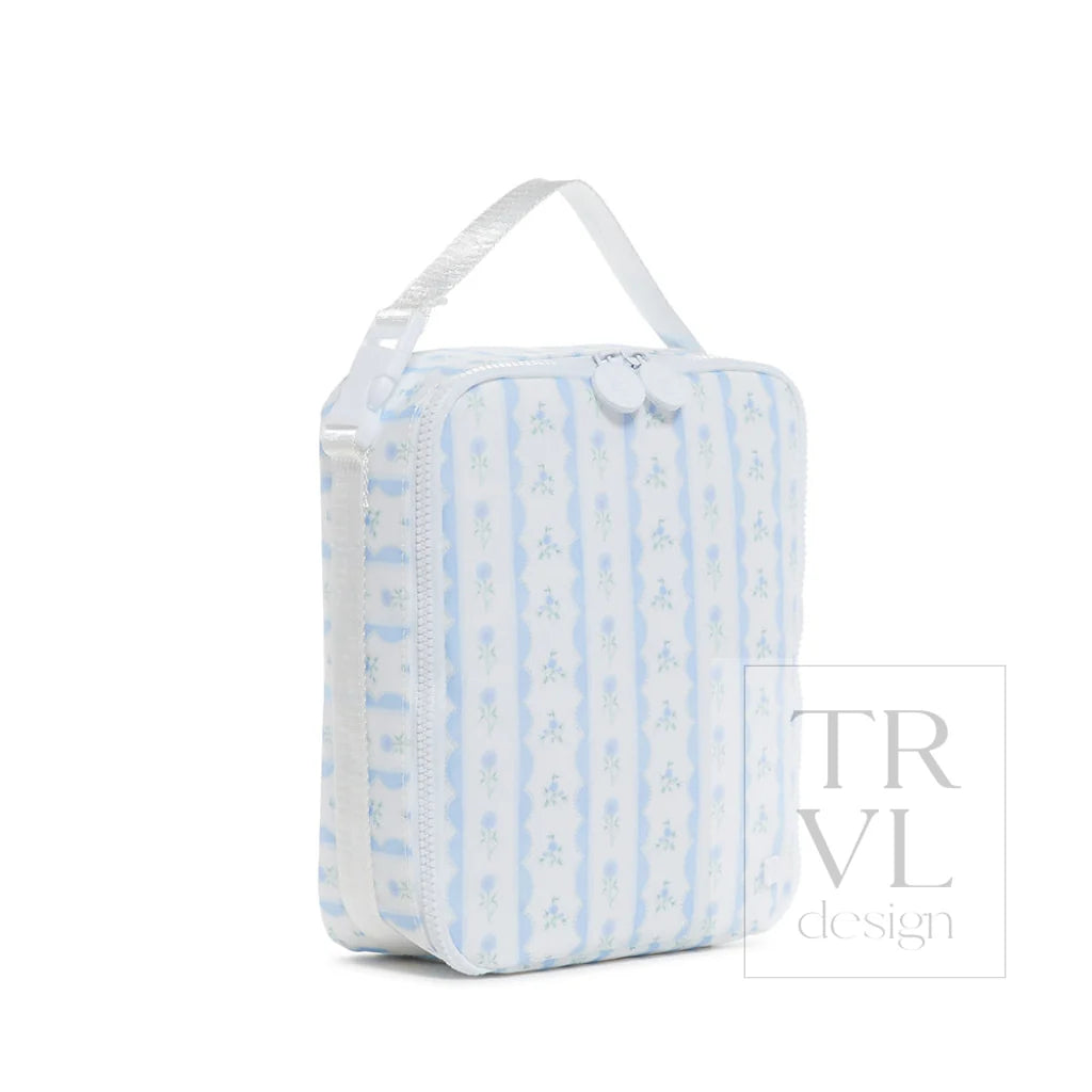 Lunch Box Insulated Lunch Bag Ribbon Floral Blue