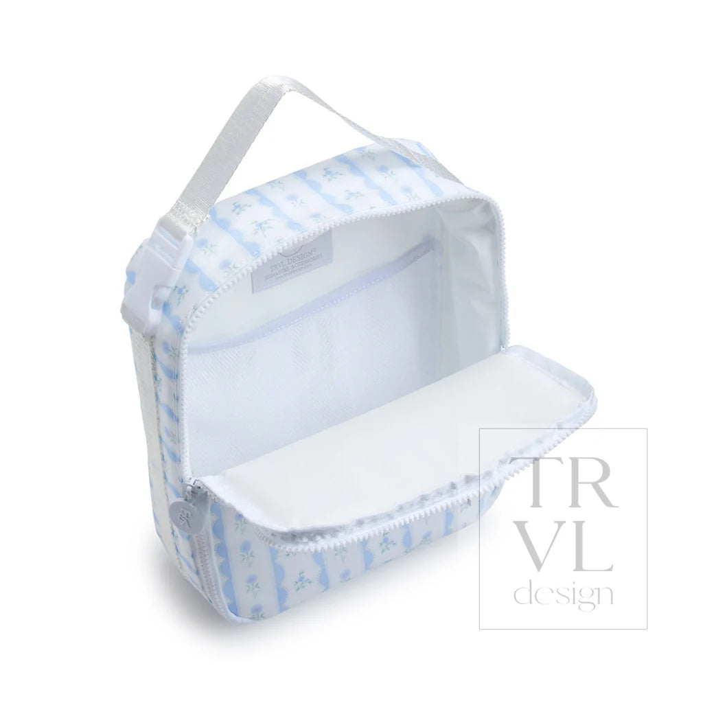Lunch Box Insulated Lunch Bag Ribbon Floral Blue