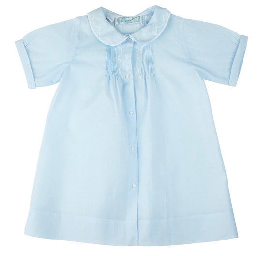 Blue Boys Embroidered Collar Folded Daygown