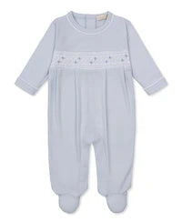 Light Blue Hand Smocked Footie