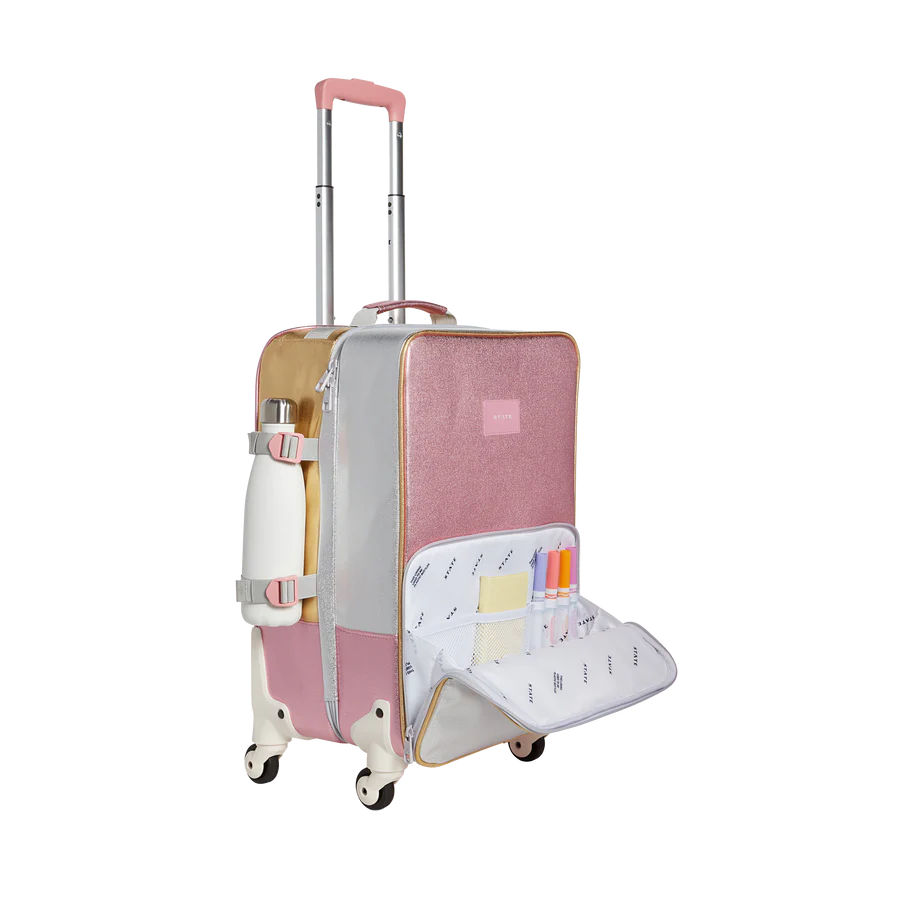 Logan Carry-On Suitcase Pink/Silver