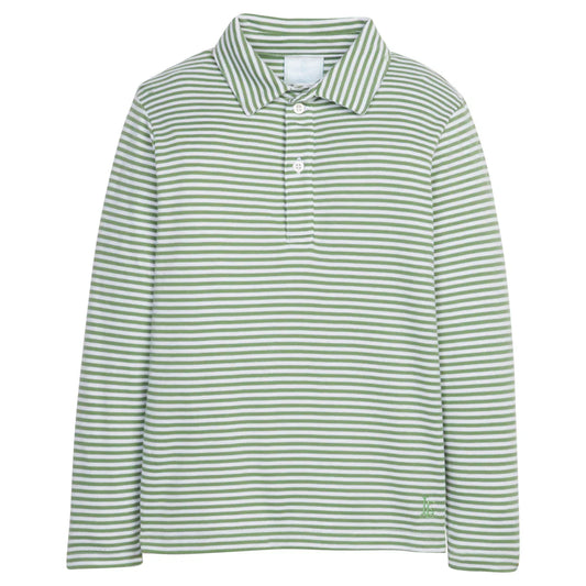 Long Sleeve Polo Watercress Stripe