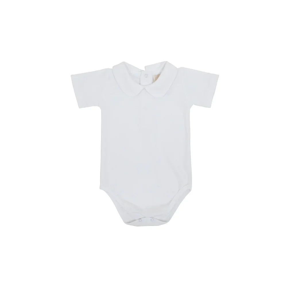Peter Pan Shirt Short Sleeve Onesie Woven Worth Avenue White