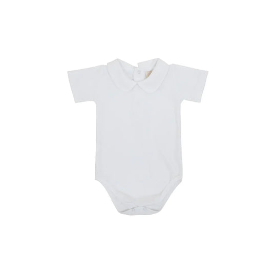 Peter Pan Shirt Short Sleeve Onesie Woven Worth Avenue White