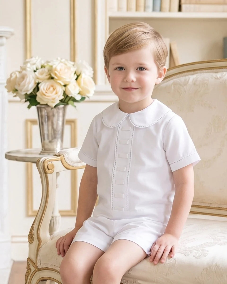 Nate Short Set Blessings White Batiste with Ecru Ribbon