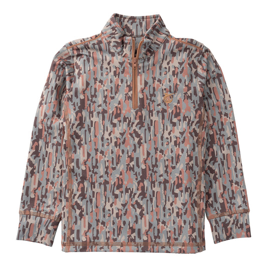 Boy's PRO Performance 1/4 Zip Pullover Neutral Stay in the Lines Camo