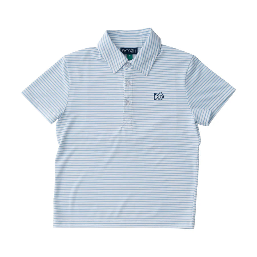 Boys Pro  Performance Polo Light Blue Stripe