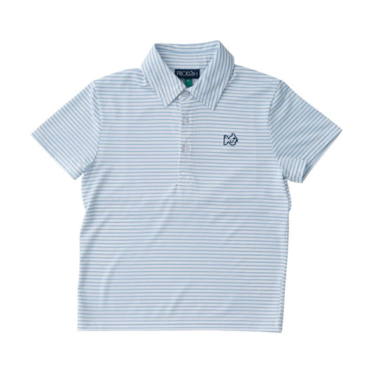 Boys Pro  Performance Polo Light Blue Stripe