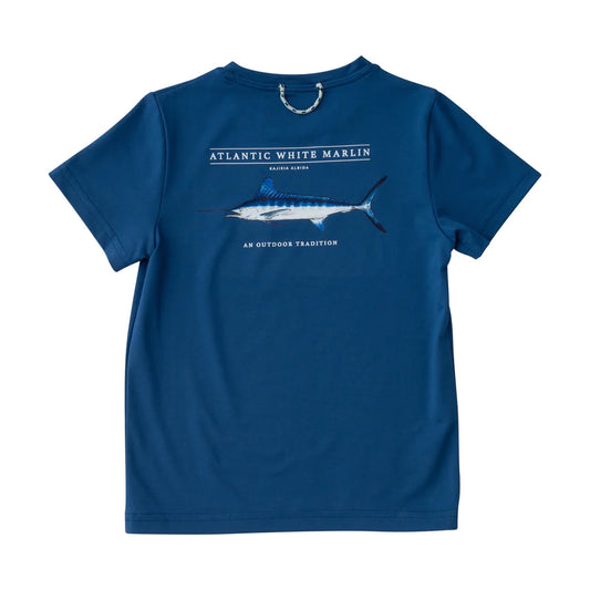 Kids Pro Performance Short Sleeve Fishing T-shirt Navy Fish