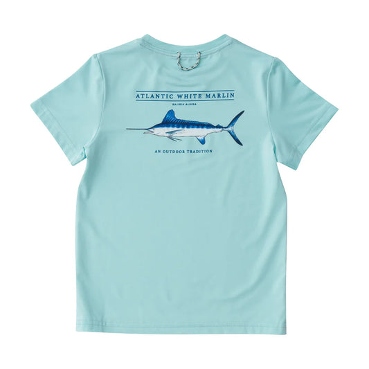 Kids Pro Performance Short Sleeve Fishing T-shirt Light Blue Marlin