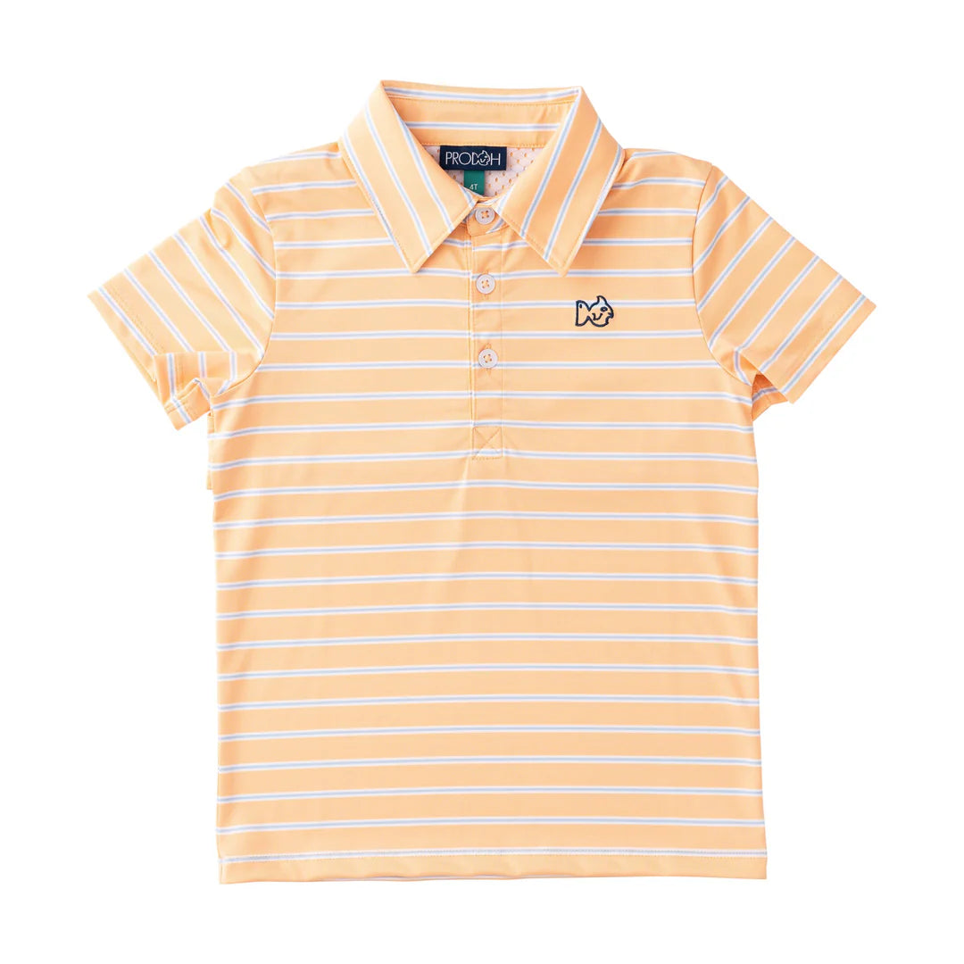 Short Sleeve Pro Performance Polo Orange Chiffon Stripe